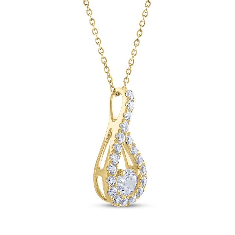 THE LEO Diamond Teardrop Twist Necklace 1/2 ct tw Yellow Gold Plated 19"
