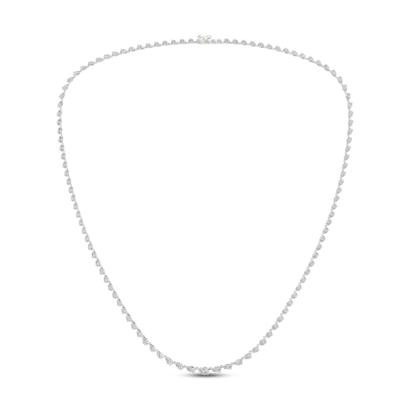 Diamond Riviera Necklace 7 ct tw Pear-Shaped White Gold Plated 18"