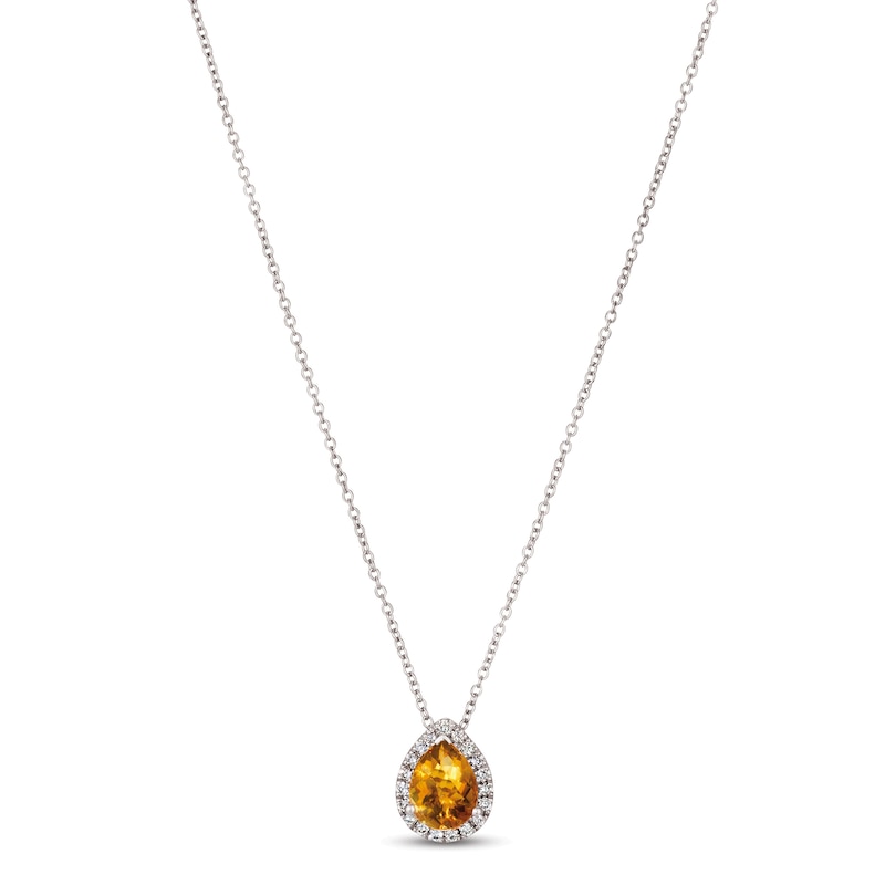 Le Vian Citrine & Diamond Necklace 1/8 ct tw Vanilla Gold Plated 18"