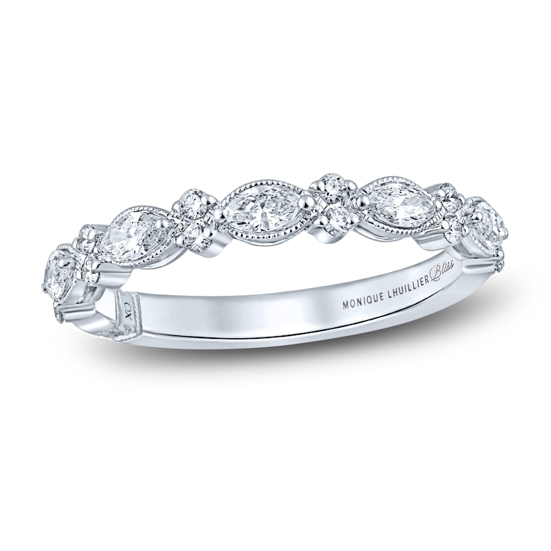 Monique Lhuillier Bliss Diamond Anniversary Band 1/2 ct tw Marquise & Round-cut White Gold Plated