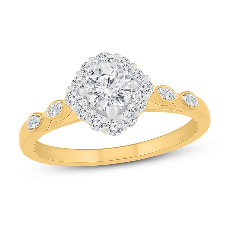 Round-cut Diamond Engagement Ring 1/2 ct tw Yellow Gold Plated