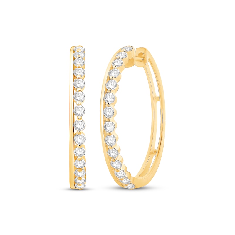 Diamond Hoop Earrings 3/4 ct tw Yellow Gold Plated