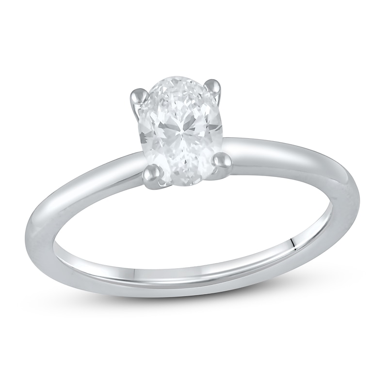 Lab-Created Diamonds by Oval-Cut Solitaire Engagement Ring 1 ct tw White Gold Plated