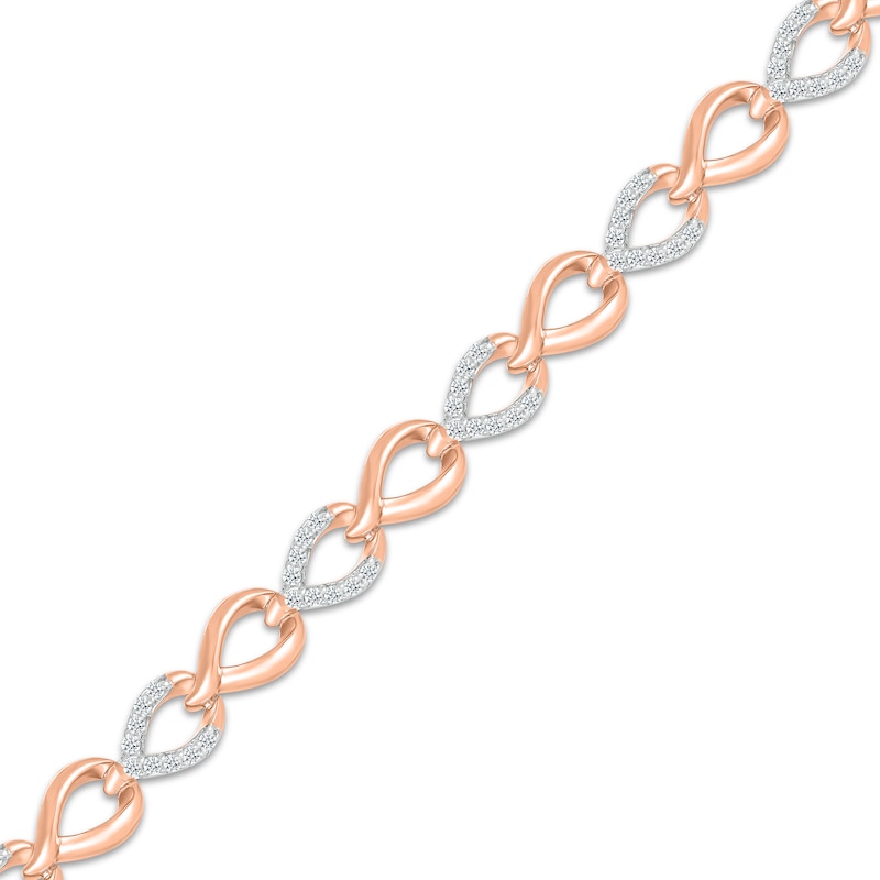 Diamond Teardrop Link Bracelet 1 ct tw Rose Gold Plated 7.25”