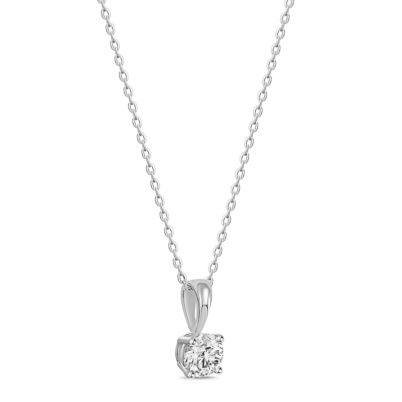 Solitaire Diamond Necklace 1/2 ct tw Round-cut White Gold Plated 18"