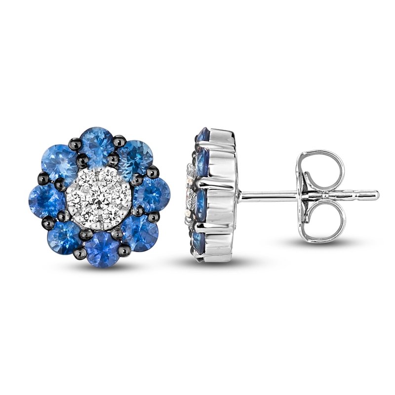 Le Vian Diamond & Sapphire Stud Earrings 1/10 ct tw Diamonds Vanilla Gold Plated