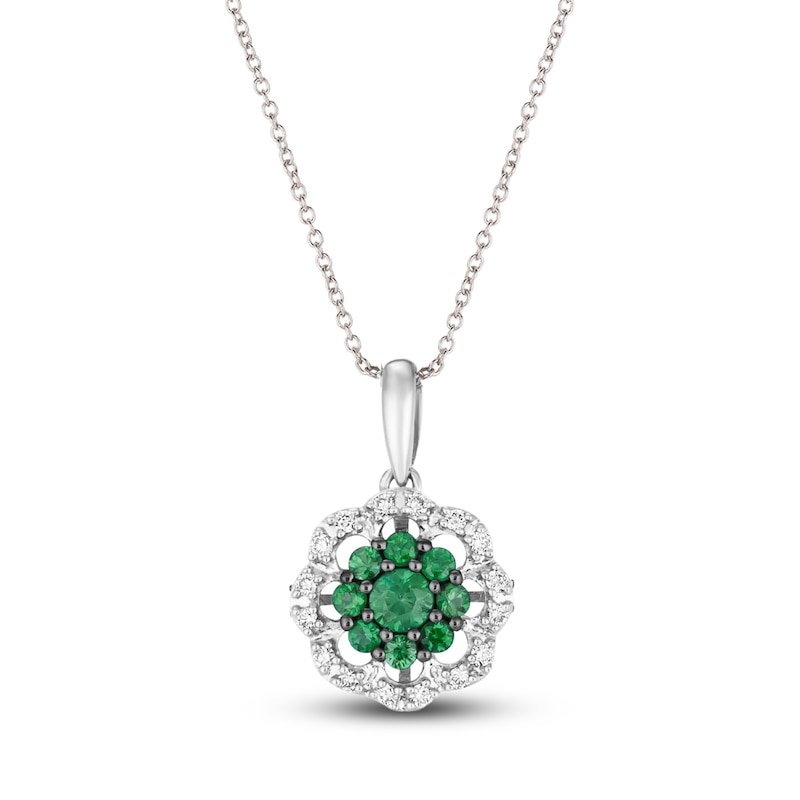 Le Vian Emerald & Diamond Necklace 1/8 ct tw Diamonds Vanilla Gold Plated 18"