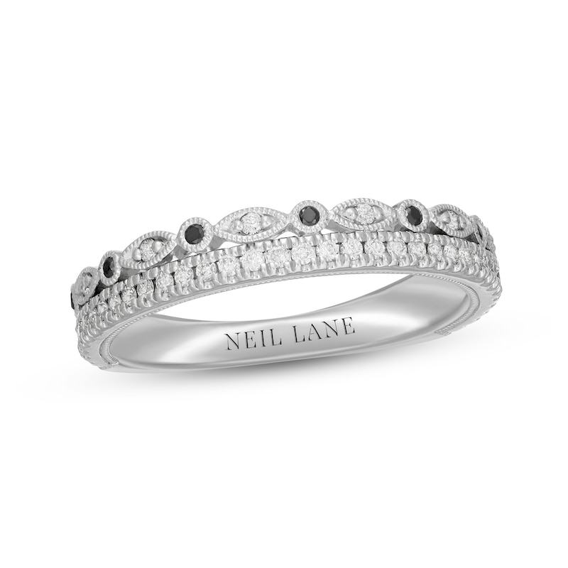 Neil Lane Black & White Diamond Anniversary Band 1/4 ct tw Round-cut White Gold Plated