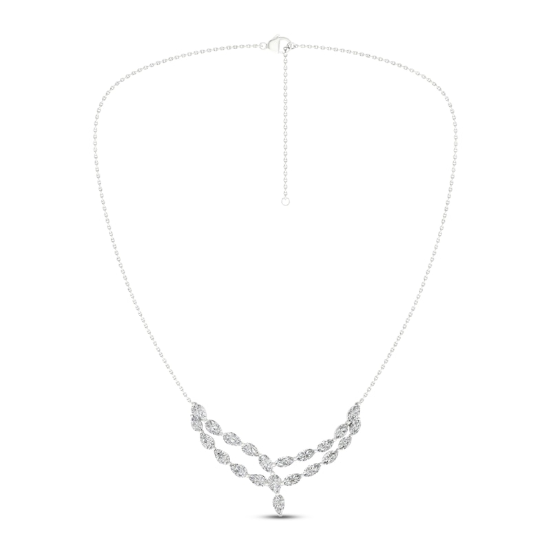 Diamond Y Necklace 2 ct tw Pear & Marquise-cut White Gold Plated 18"