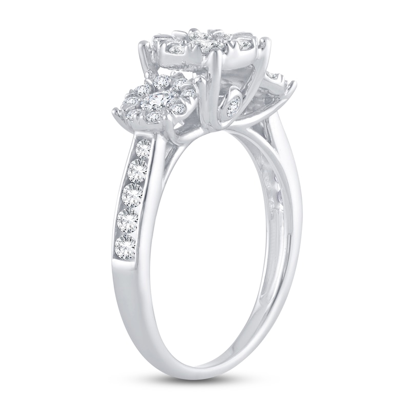 3-Stone Diamond Engagement Ring 1 ct tw Round-cut White Gold Plated