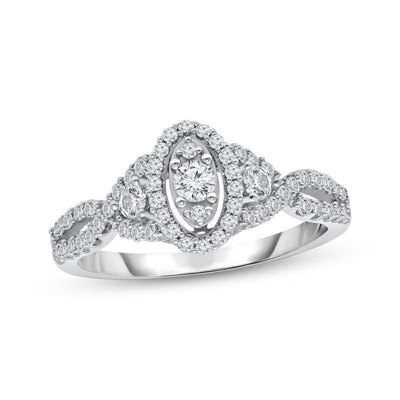 Diamond Engagement Ring 5/8 ct tw Round-cut White Gold Plated