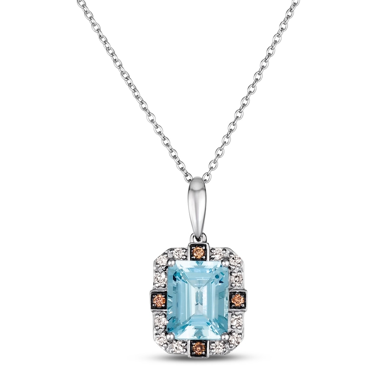 Le Vian Aquamarine Necklace 1/6 ct tw Diamonds Vanilla Gold Plated 18"