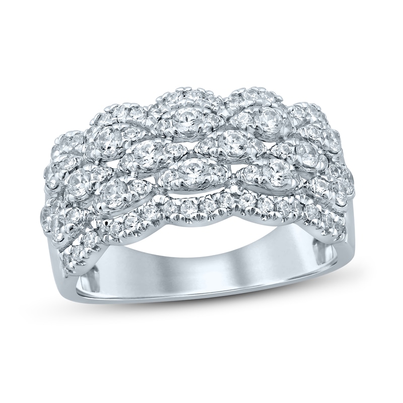 Diamond Anniversary Ring 1 ct tw Round-cut White Gold Plated