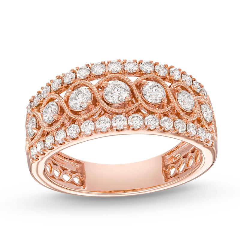 Diamond Anniversary Band 1 ct tw Round-cut Rose Gold Plated