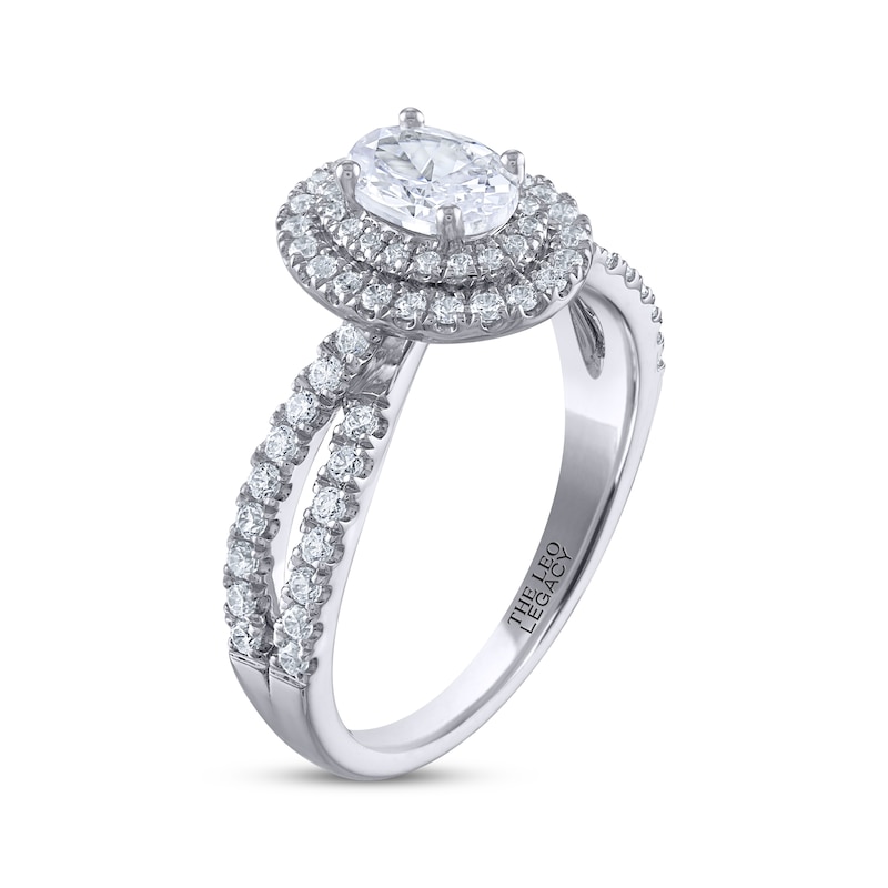 THE LEO Legacy Lab-Created Diamond Oval-Cut Double Halo Engagement Ring 1 ct tw White Gold Plated
