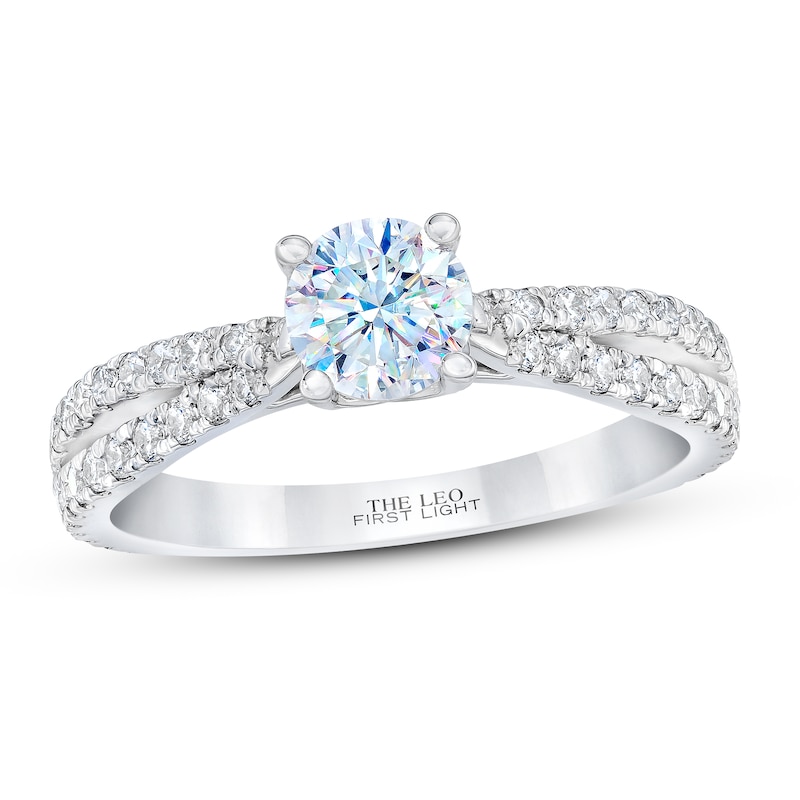 THE LEO First Light Diamond Engagement Ring 1-1/8 ct tw White Gold Plated