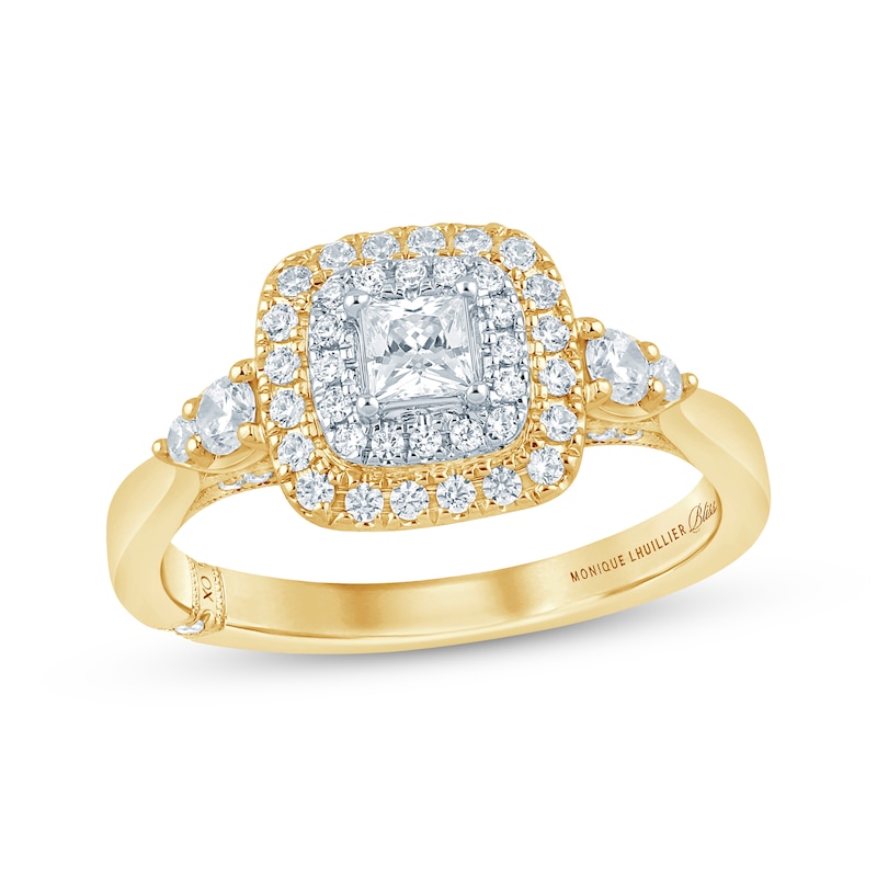 Monique Lhuillier Bliss Princess-Cut Diamond Engagement Ring 3/4 ct tw Two-Tone Gold Plated