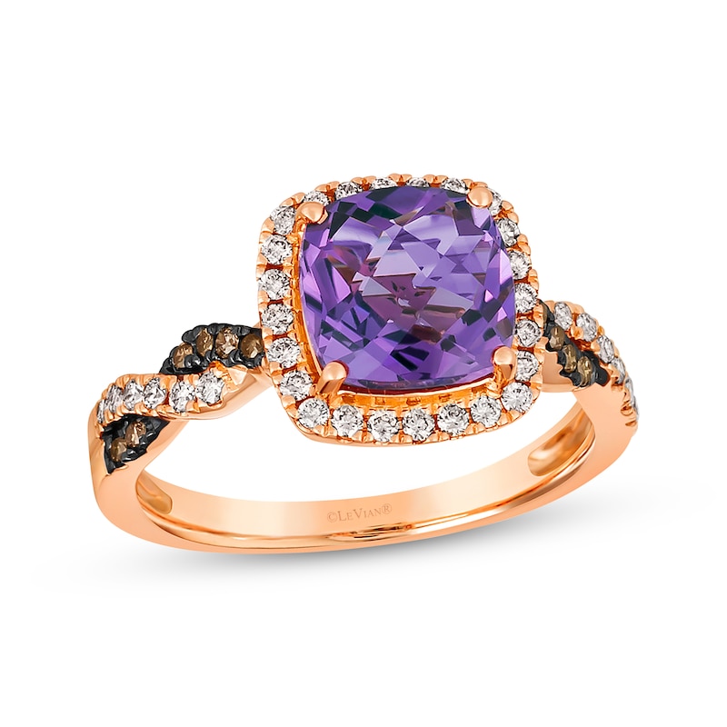 Le Vian Chocolate Twist Amethyst Ring 1/3 ct tw Diamonds Strawberry Gold Plated