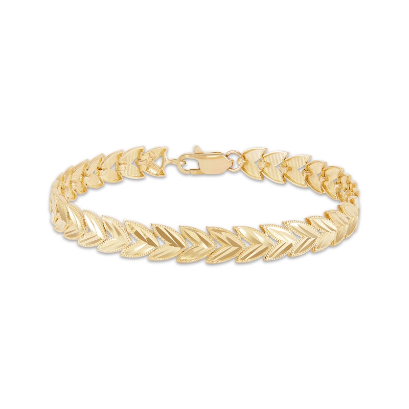 Stampato Leaf Bracelet Yellow Gold Plated 8"