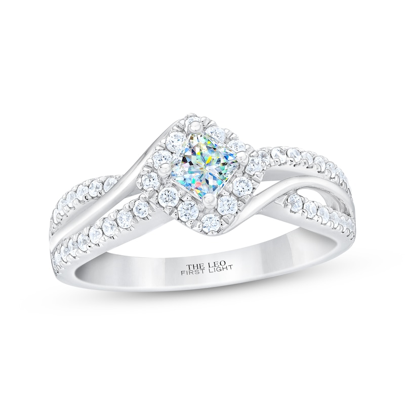 THE LEO First Light Diamond Princess-Cut Engagement Ring 5/8 ct tw White Gold Plated