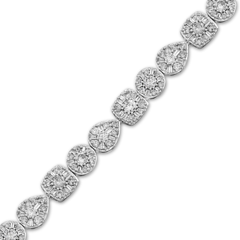 Baguette & Round-Cut Multi-Diamond Shapes Bracelet 4 ct tw White Gold Plated 7.5"