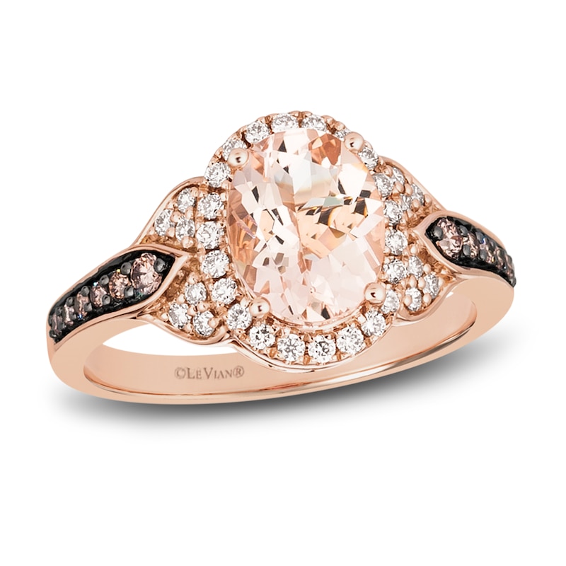 Le Vian Morganite Ring 1/3 ct tw Diamonds Strawberry Gold Plated