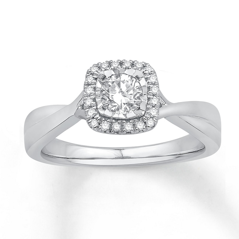 Diamond Engagement Ring 1/2 ct tw Round-cut White Gold Plated