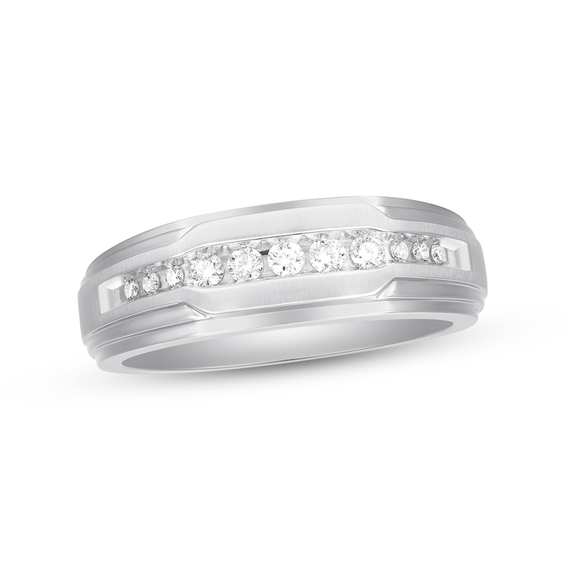 Men's Diamond Wedding Band 1/4 Carat tw White Gold Plated