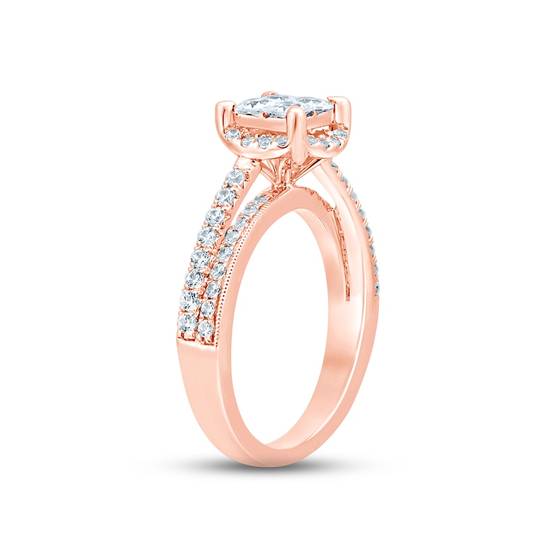 Multi-Diamond Engagement Ring 1 ct tw Princess & Round-cut Rose Gold Plated