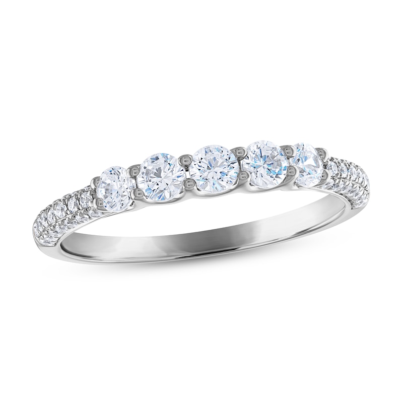 Diamond Anniversary Ring 5/8 ct tw Round-cut White Gold Plated