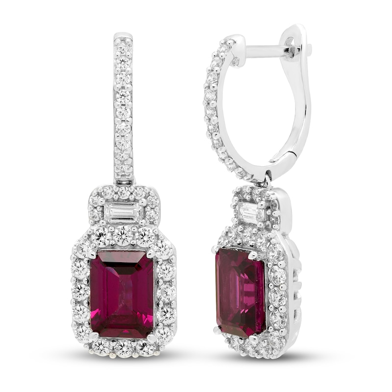 Neil Lane Garnet & Diamond Earrings 3/4 ct tw White Gold Plated