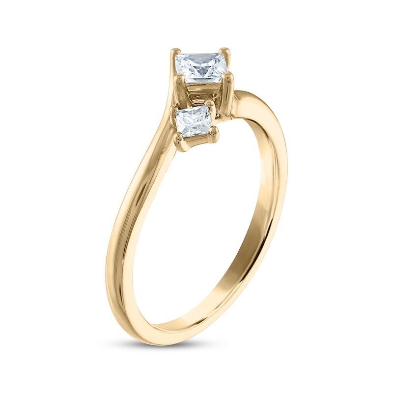 Princess-Cut Diamond Three-Stone Engagement Ring 1/2 ct tw Yellow Gold Plated