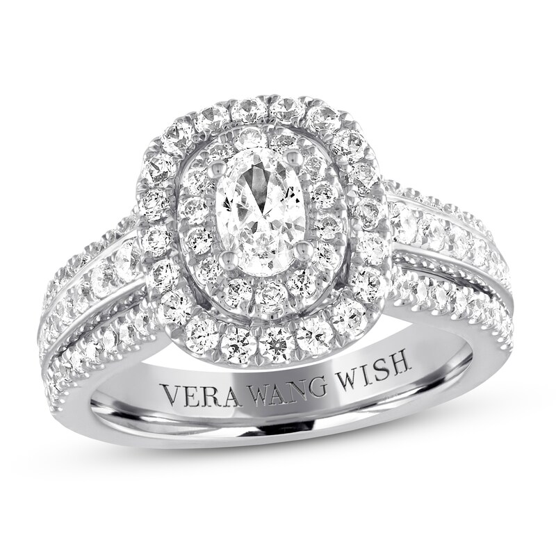 Vera Wang WISH Oval Engagment Diamond Ring 1-3/8 ct tw 14K White Gold