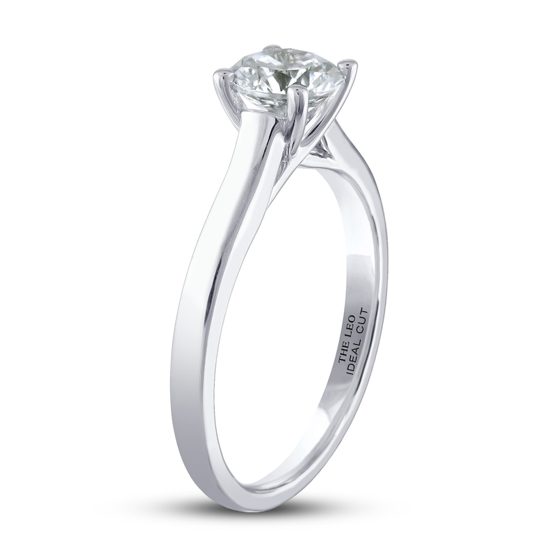 THE LEO Ideal Cut Diamond Solitaire Engagement Ring 1 ct tw White Gold Plated
