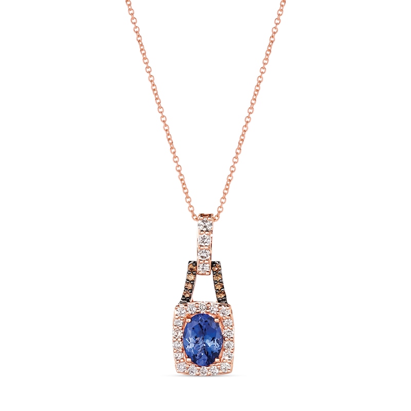 Le Vian Tanzanite Necklace 1/2 ct tw Diamonds Strawberry Gold Plated 18"
