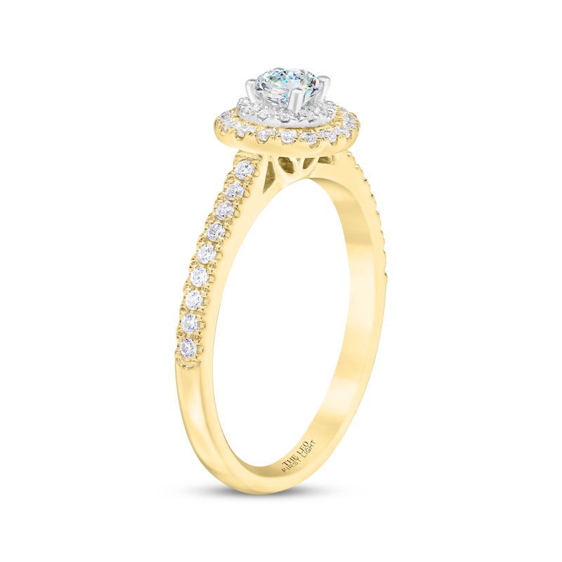 THE LEO First Light Diamond Round-Cut Engagement Ring 1/2 ct tw Two-Tone Gold Plated