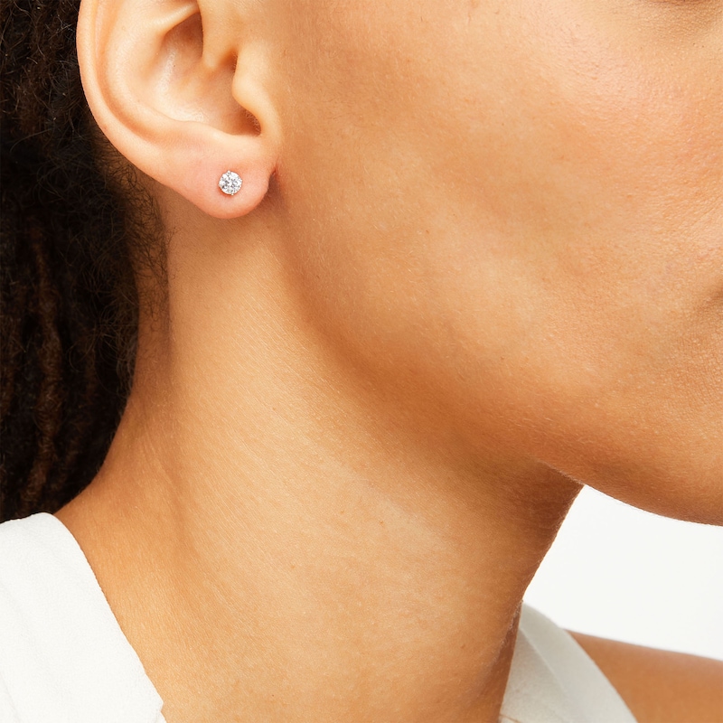 Diamond Solitaire Stud Earrings 5/8 ct tw Round-Cut White Gold Plated