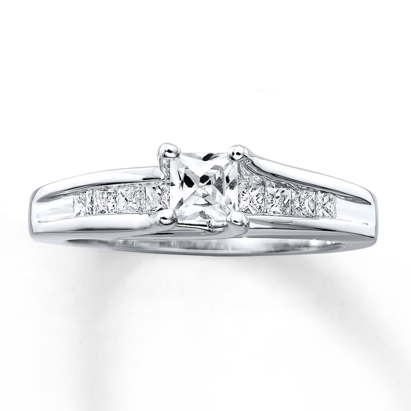 Ring 3/4 ct tw Diamonds White Gold Plated