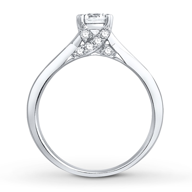 Diamond Engagement Ring 1/2 ct tw Round-cut White Gold Plated