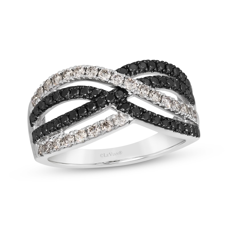 Le Vian Diamond Four-Row Crossover Ring 3/4 ct tw Vanilla Gold Plated