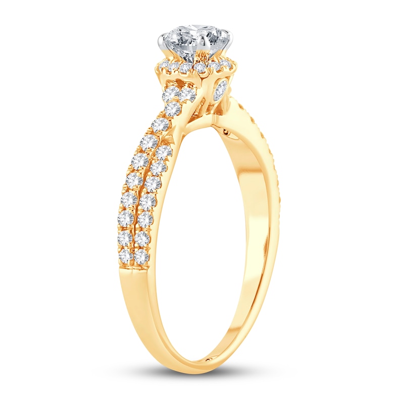 Diamond Engagement Ring 3/4 ct tw Round-cut Yellow Gold Plated