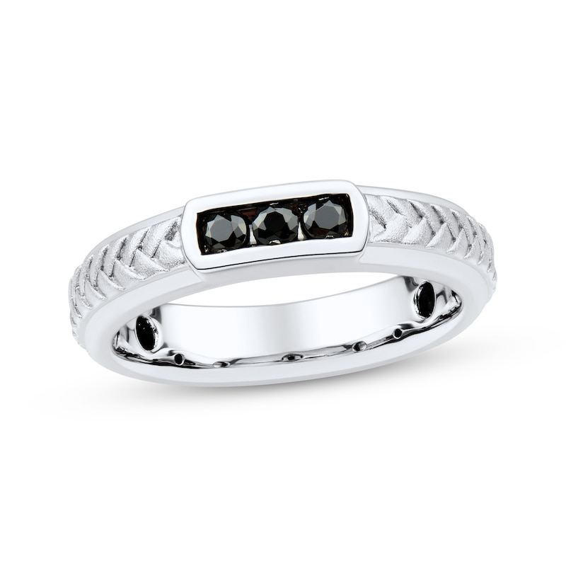 Men’s Round-Cut Black Diamond Anniversary Band 1/4 ct tw White Gold Plated
