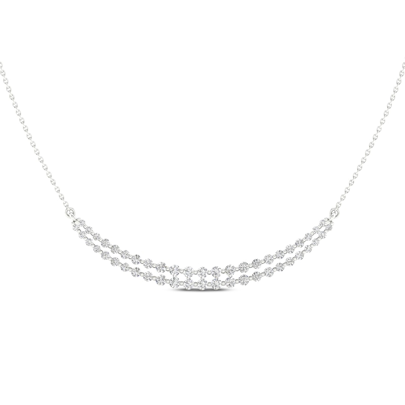 Lab-Created Diamonds by Double Smile Necklace 1 ct tw White Gold Plated 18”