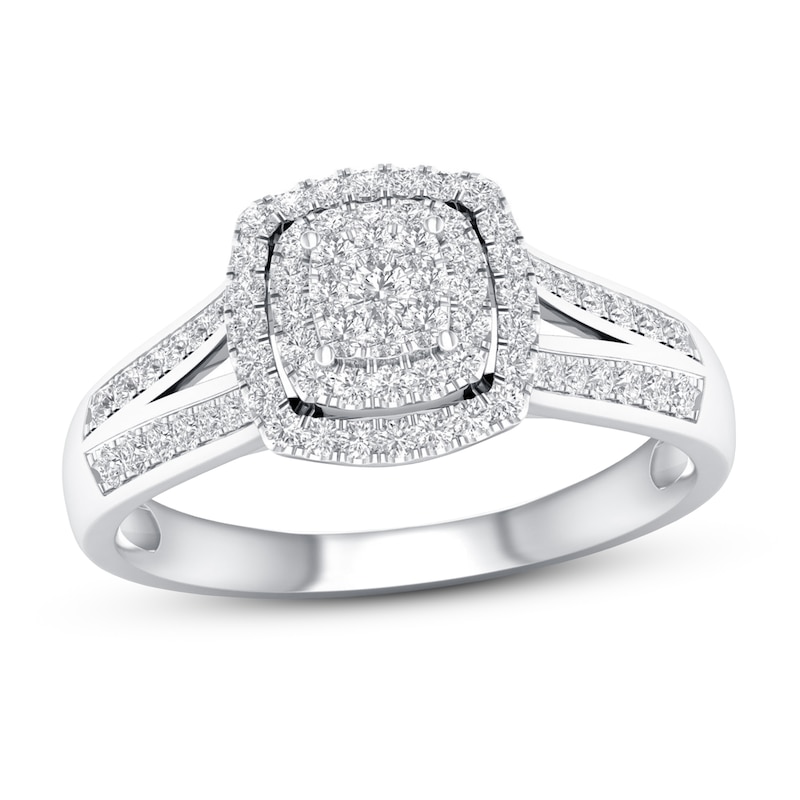 Diamond Engagement Ring 1/3 ct tw Round-cut White Gold Plated