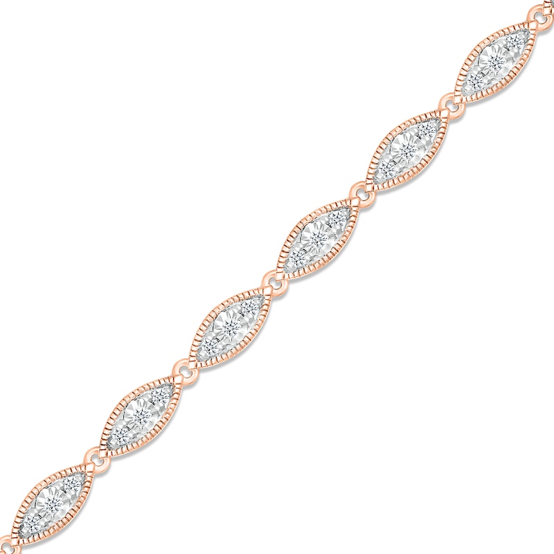 Diamond Milgrain Bracelet 3/8 ct tw Round-cut Rose Gold Plated 7"