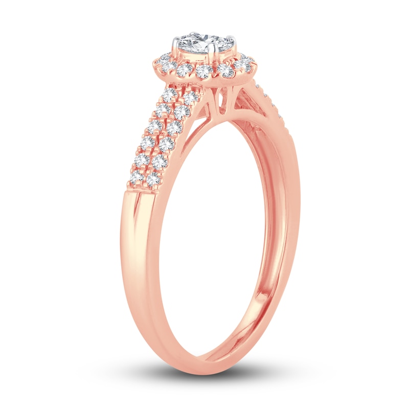 Diamond Engagement Ring 3/8 ct tw Oval & Round Rose Gold Plated
