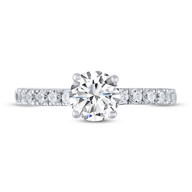 THE LEO Diamond Engagement Ring 1-3/8 ct tw Round-cut White Gold Plated