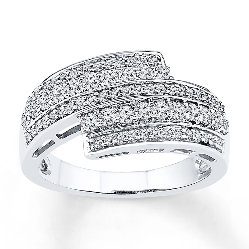 Diamond Ring 3/4 ct tw Round-cut White Gold Plated