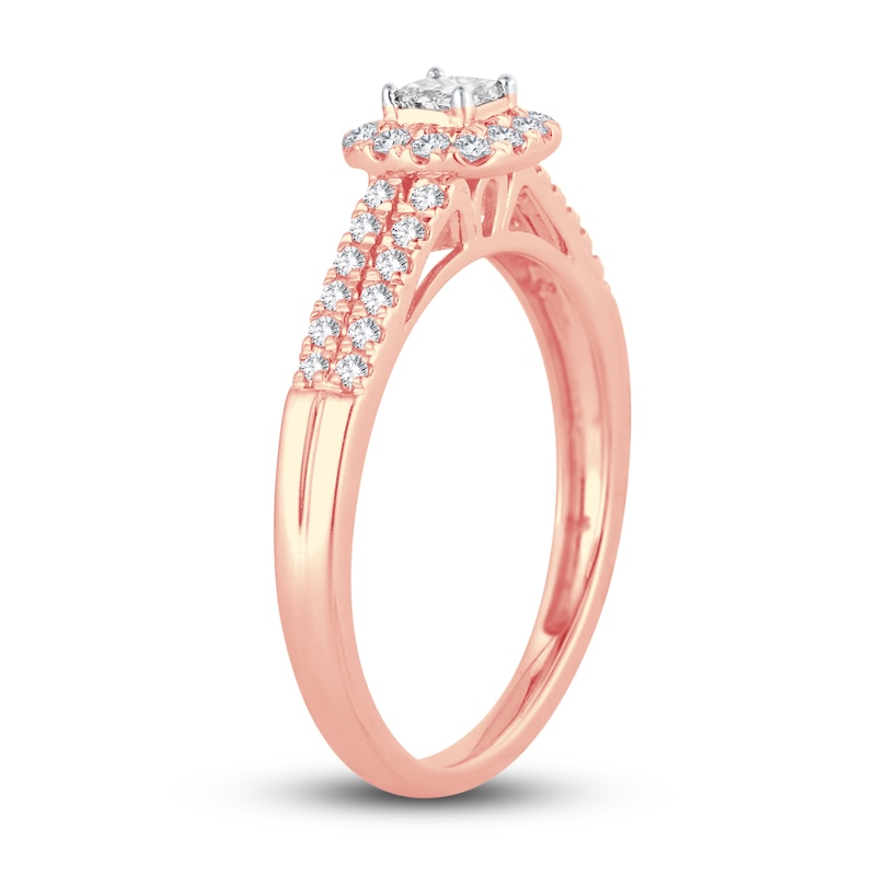 Diamond Engagement Ring 3/8 ct tw Princess & Round Rose Gold Plated