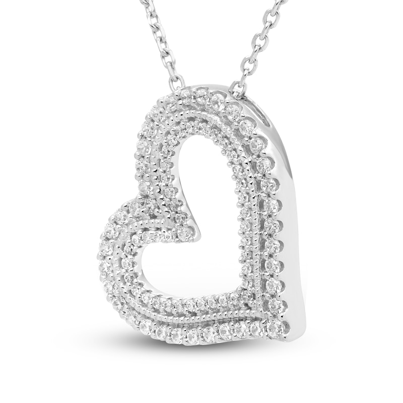 Neil Lane Diamond Heart Necklace 1/3 ct tw Round-cut White Gold Plated 18"